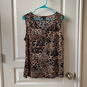 Leopard Print Top, Blouse, Size Large, NWOT, Brown, Black, Beige